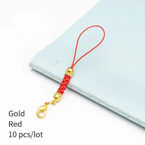 Gold red 10 шт., застежка-карабин, ремешок, шнур, мобильный телефон, Лариат, мобильный ремешок, шарм, нейлоновый брелок, цепочка, ювелирное изделие, сделай сам, ювелирное изделие - Цвет: Gold red