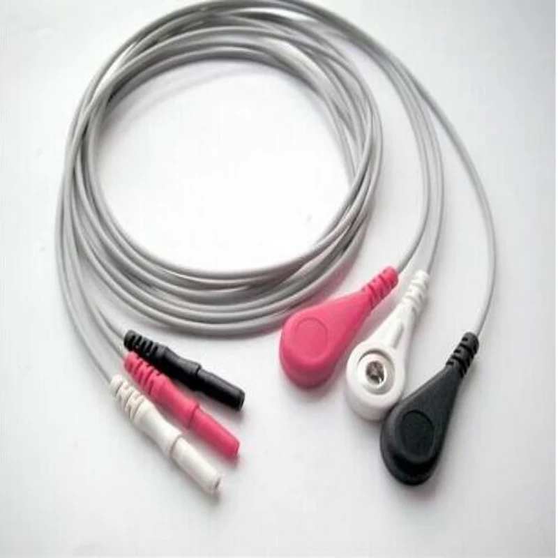 Бесплатная доставка AAAMI holter рекордер ECG leadwire 3 провода Snap AHA D1.5 to 4 0 Holter кабели для