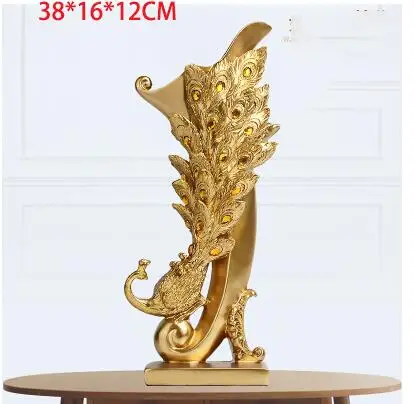 2 Украшение для дома из смолы, фигурка Феникса, ремесла, ваза павлина, Декор, чистая золотая статуя птицы, для дома, офиса, скульптура животного, орнамент - Цвет: 2