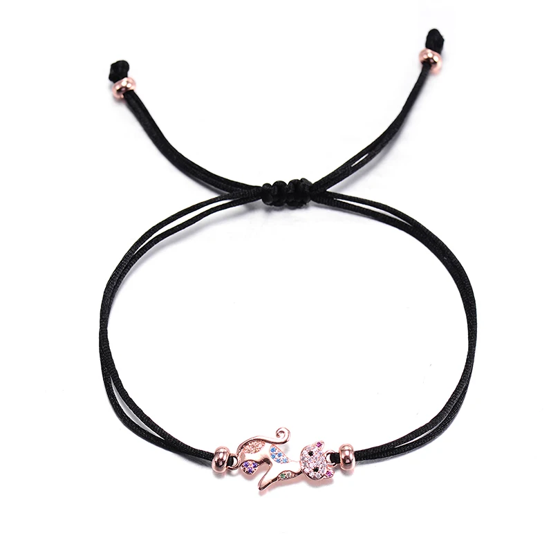 rose gold Pipitree элегантный цветной, с кубическим цирконом, браслет для женщин, девушек, детей, новые летние браслеты ручной работы с красной нитью, ювелирные изделия - Окраска металла: rose gold