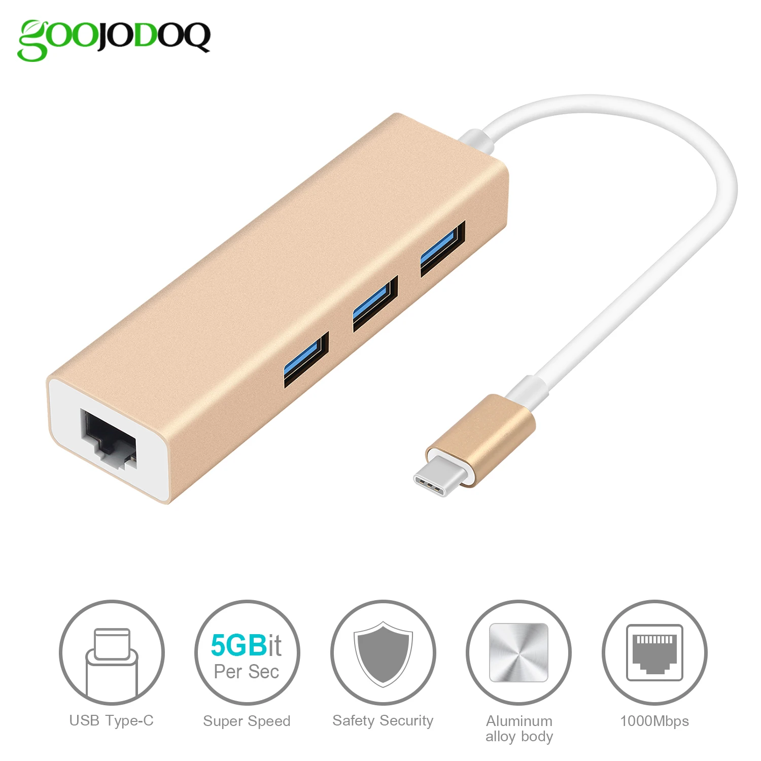 

Сетевая карта GOOJODOQ, 3 порта USB Type-C, 100 Мбит/с, для MacBook
