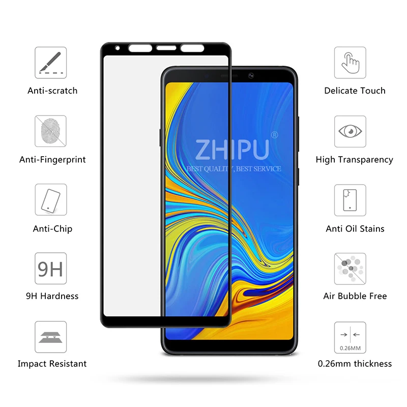 6D закаленное стекло для samsung Galaxy A9 A8 A7 A6 полное покрытие изогнутый экран Защитная пленка для samsung A6 A8 Plus стекло