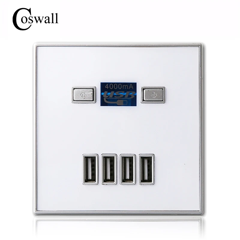 Coswall 2017 New Arrival High Quality 4-PORT quick charger home use wall socket Power Usb Electrical Outlet 86mm * 4000MA | Обустройство
