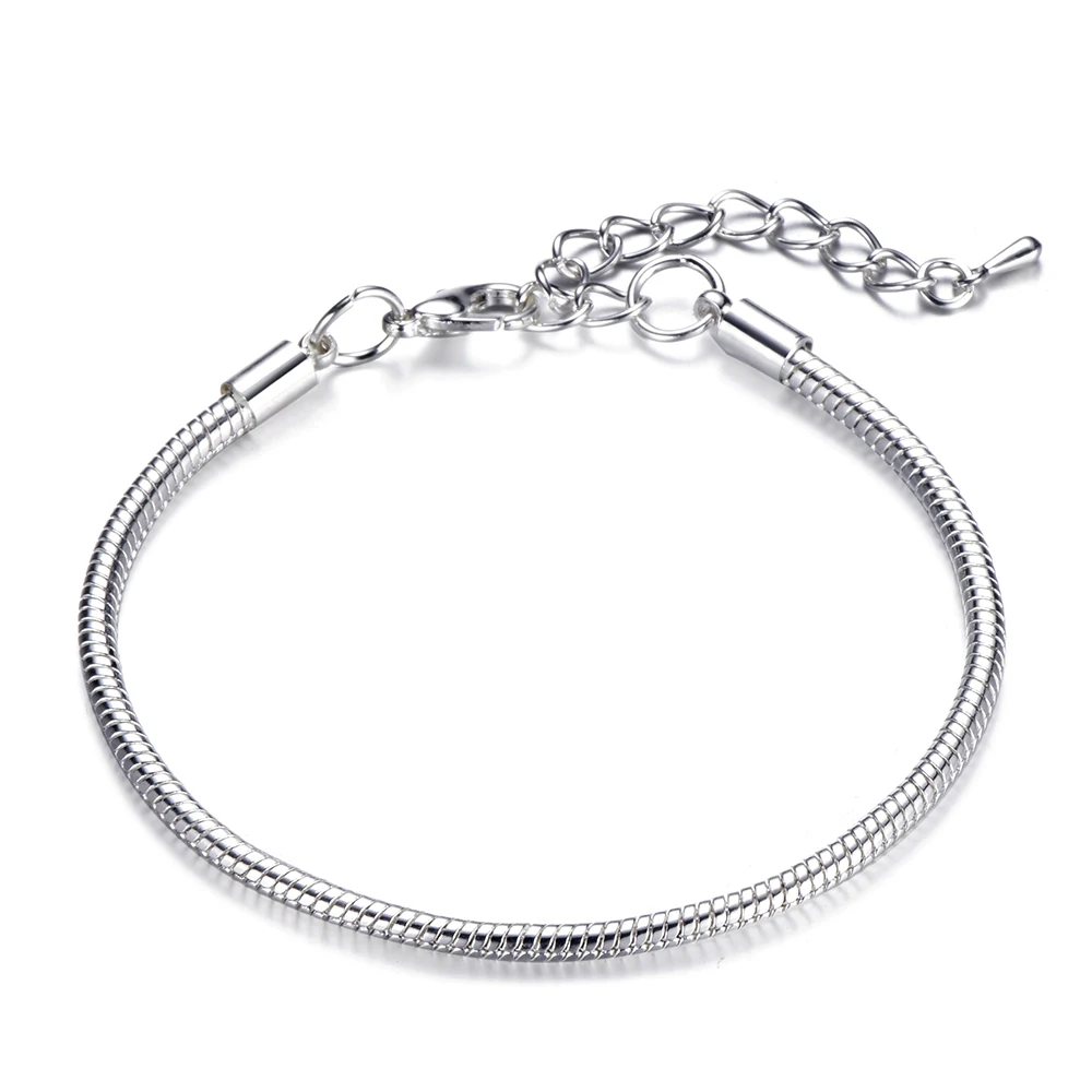 2019 Hot Silver Plated Basic Bracelet &amp Bangles Diy Charm Bead Jewelry Not Fade Original Pan Bracelets For Women Gifts | Украшения и