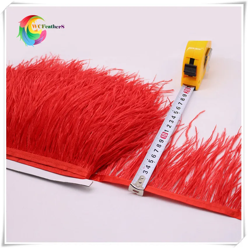 WCFeatherS 1 ярд кожа розовые натуральные перья страуса планки Высота 10-15 см DIY аксессуары для одежды Свадебные вечерние украшения - Цвет: COLOR O3