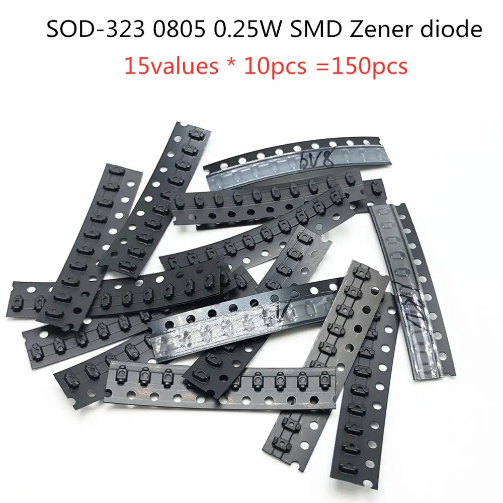 SOD-323 0805 0,25 Вт SMD Зенер диод Ассорти комплект 15 значений* 10 шт = 150 шт