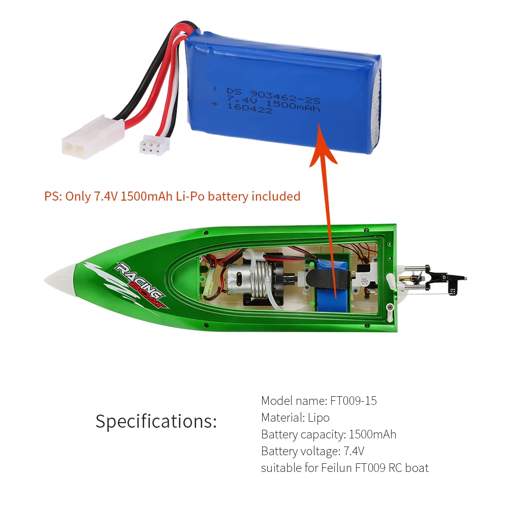 Оригинальный FT009 7 4 V 1500 mAh Li-Po батарея лодка запасная часть для Feilun RC | Игрушки и