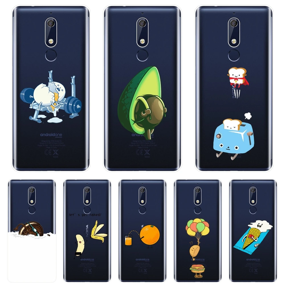 Задняя крышка для Nokia 2 1 3 5 6 7 Plus Мягкий силиконовый смешной авокадо банан Kawaii