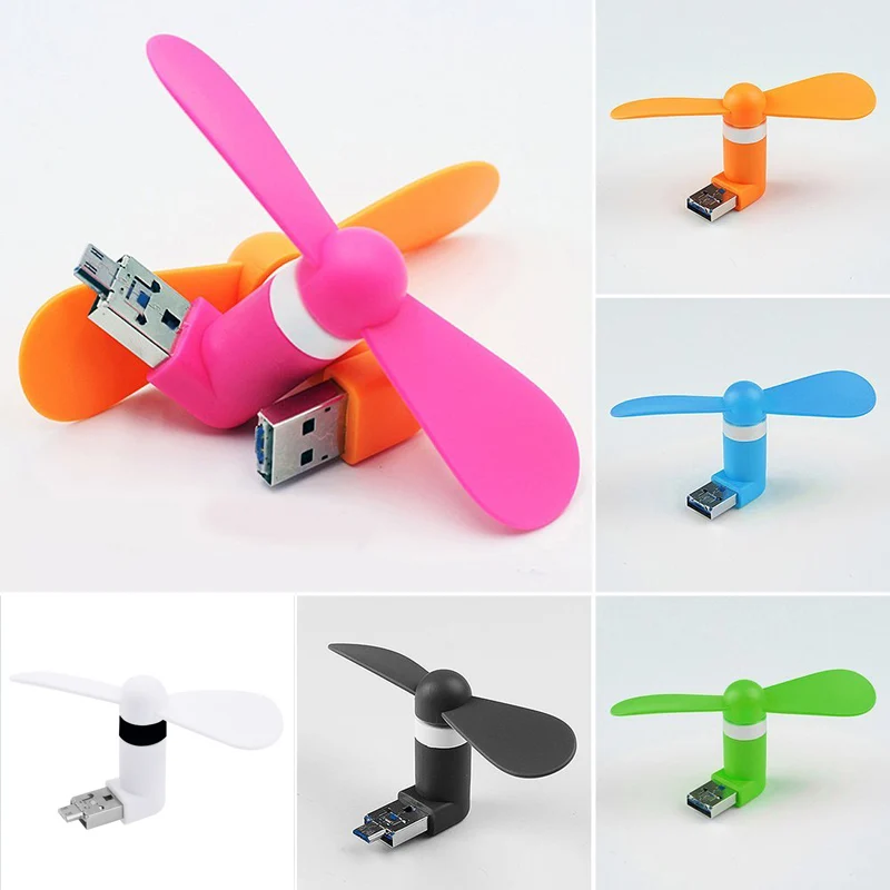 50 шт. новый милый 2 в 1 USB + Micro охлаждающий вентилятор цветной стандартный