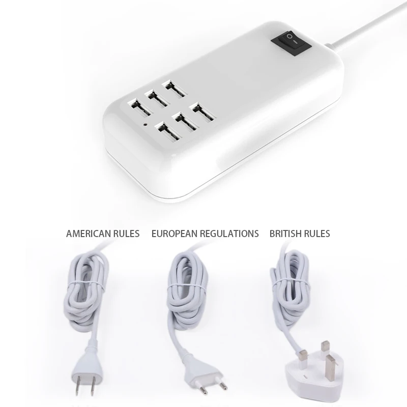 Универсальное зарядное устройство с 6 USB портами для iPhone iPad планшетов настольных