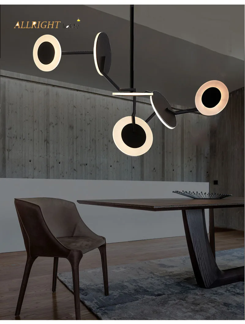 Светодиодный Современный multiful акриловый черный цвет подвесной светильник 6