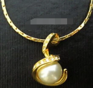 003939 18KGP S белый корпус из южного моря жемчужный кристалл кулон и ожерелье |