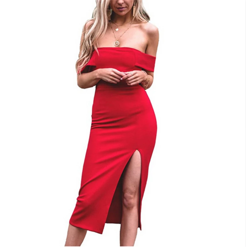 Новинка 2018 модное женское сексуальное облегающее платье с открытыми плечами