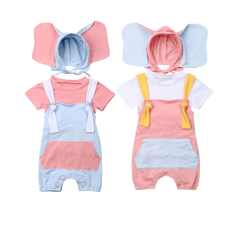 3pcs New Infant Kids Baby Girls Boys Clothes Sets Solid T-Shirts Tops+Overalls Shorts+Hats Cartoon | Детская одежда и обувь