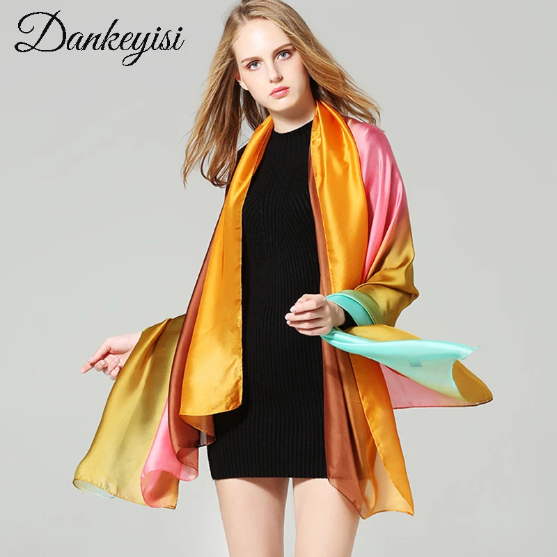 DANKEYISI градиентный цветной женский шарф платок женская брендовая бандана женские