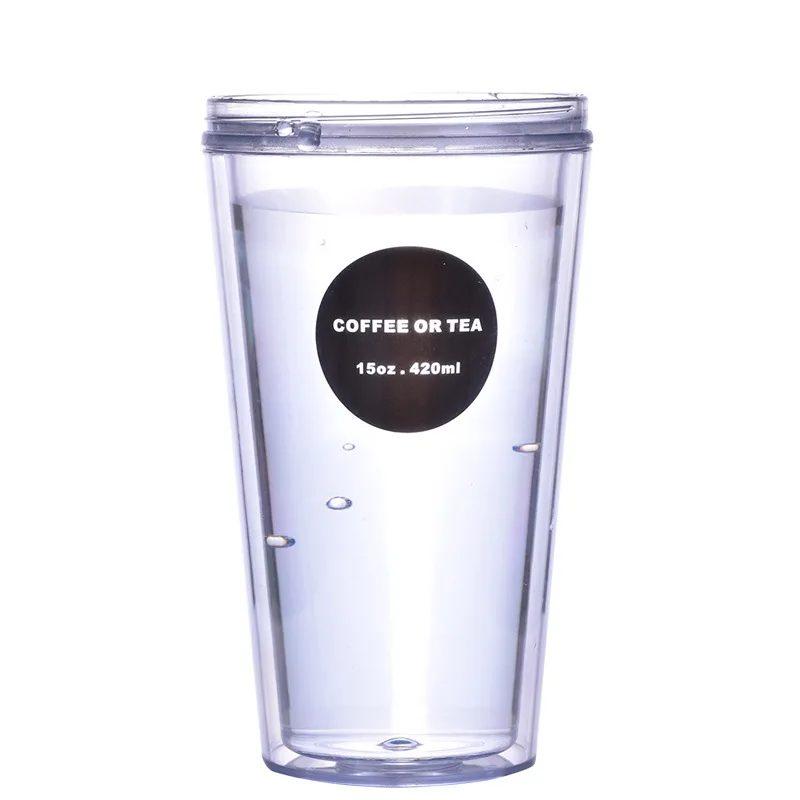 Creative 420ml Double Layer AS Plastic Coffee Mugs Portable Outdoor Leak-proof Tumblers Student Tea Milk Juice Cups | Дом и сад