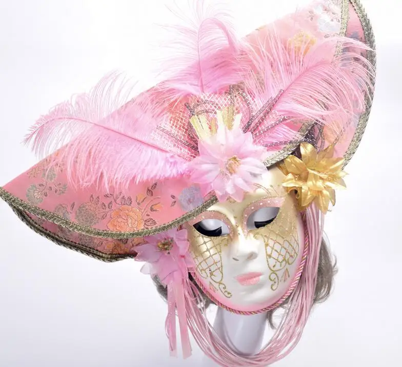 Party Masks Venice Masquerade Anonymous mask With Coloured Drawing feather Venetian Costumes for Halloween Christmas | Дом и сад