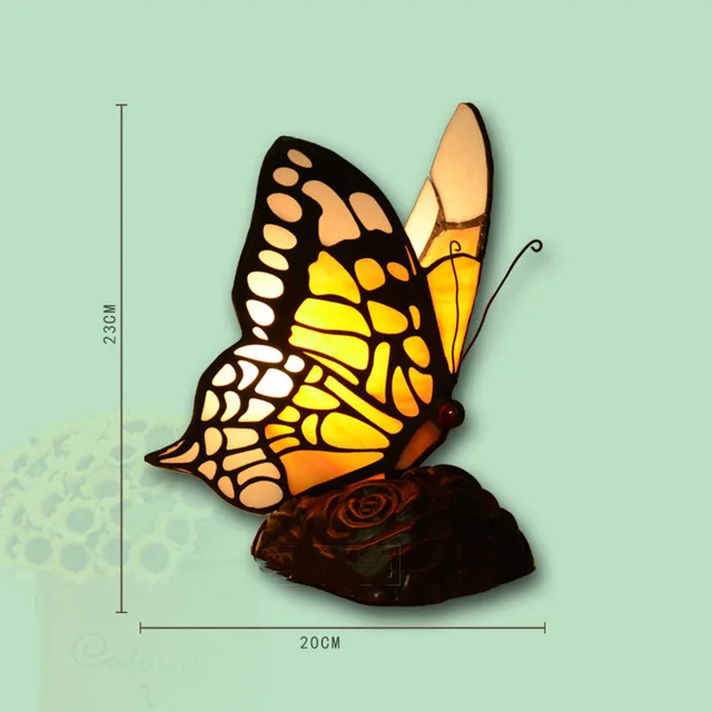 A Type Butterfly Artpad витражные лампы-бабочки Тиффани с вилкой США/ЕС E27 прикроватный светодиодный светильник-бабочка для спальни - Цвет абажура: A Type Butterfly