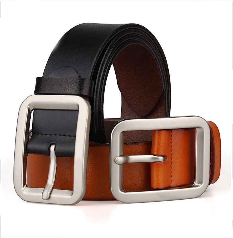 

100%Leather Belt Men High Quality vuitt Luxury Brand Casual wide Belts Vintage Black Waist Strap For shorts 130 140 150 160