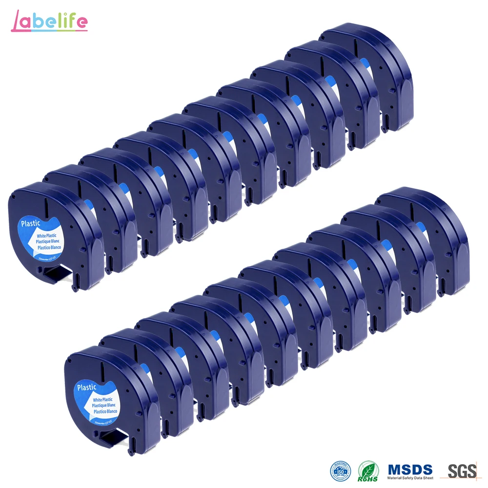Labelife 20 шт Dymo LetraTag этикетка лента 91201 черная на белой бумаге 91201 маркерные ленты 91331 для принтер для этикеток dymo для Dymo
