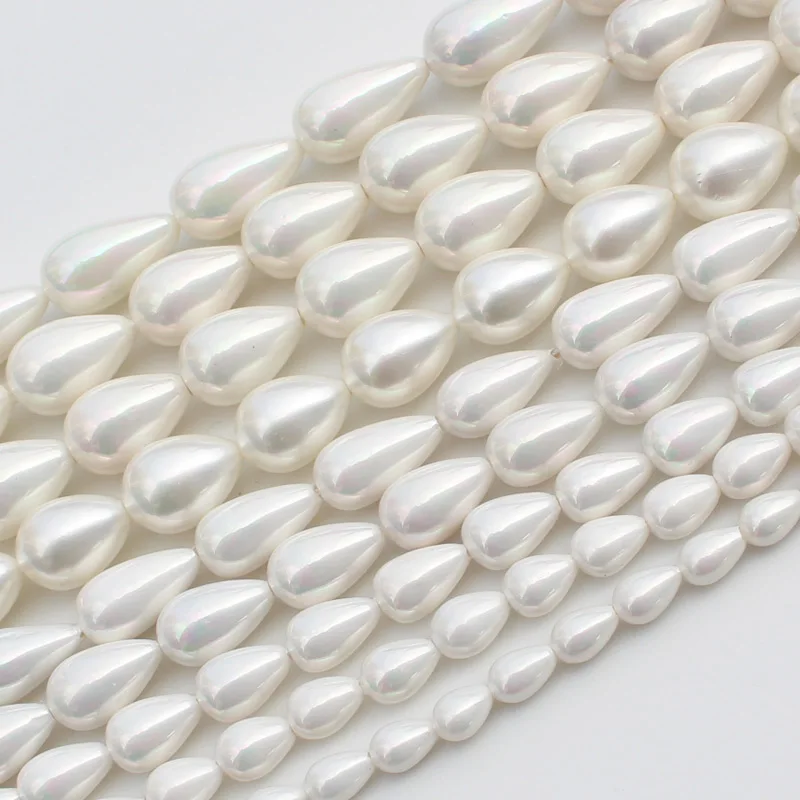 Wholesale Beautiful White Shell Pearl Water-Drop Loose Beads 15