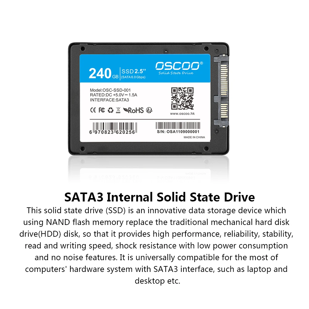 Жесткий диск OSCOO SATA III SSD 6 ГБ/сек. 2," /7 мм 240 ГБ 120 ГБ 60 Гб Внутренний твердотельный накопитель SATA3 SSD для ПК ноутбука