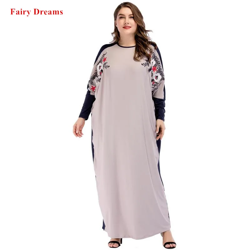 Женская одежда большого размера с цветочной вышивкой Moslim Abayas Дубай 2018 длинное