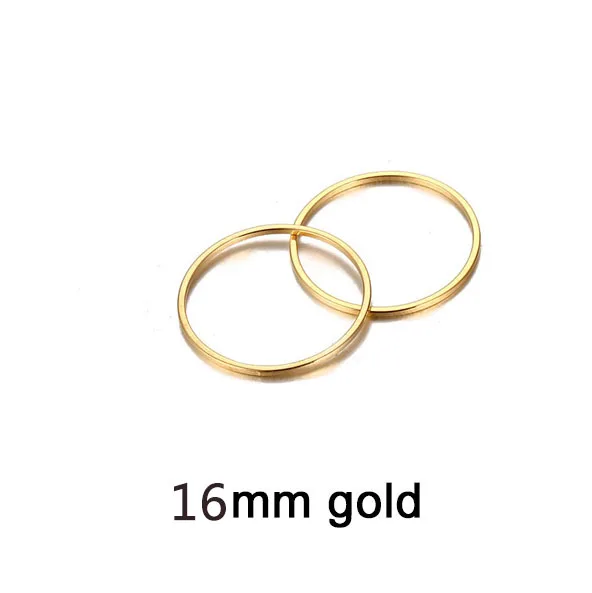 16mm Gold Color 10 шт./лот полированная нержавеющая сталь круглый круг Шарм Подвески геометрическое круглое очарование подходит DIY аксессуары для ювелирных изделий - Окраска металла: 16mm Gold Color