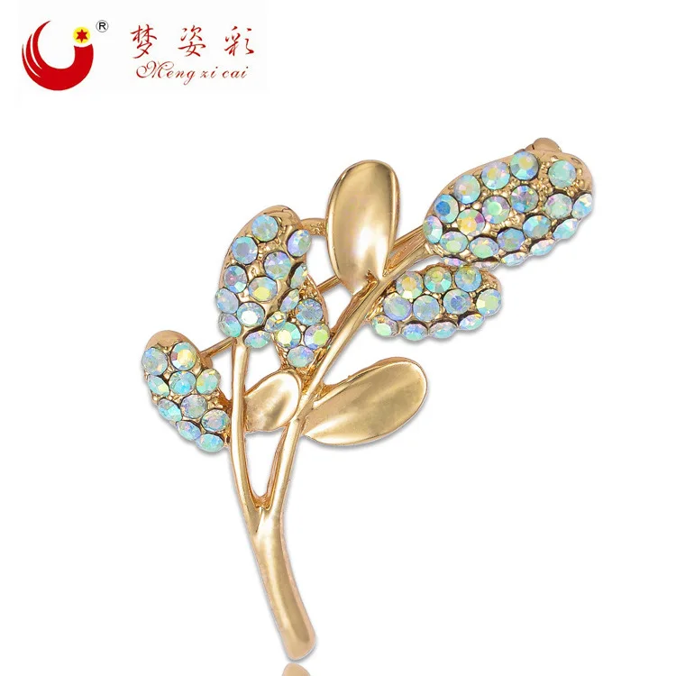 

MZC New Cheap Cute Gold Rhinestone Brooches Jewelry For Women Plant Leaf Flower Brooch Femme Brosh cordao de ouro Broches Mujer