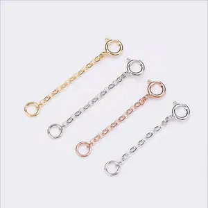 Удлинитель цепочки из стерлингового серебра 925 пробы с пружинной пряжкой, застежка-карабин для самостоятельного изготовления ожерелий, браслетов, цепочек