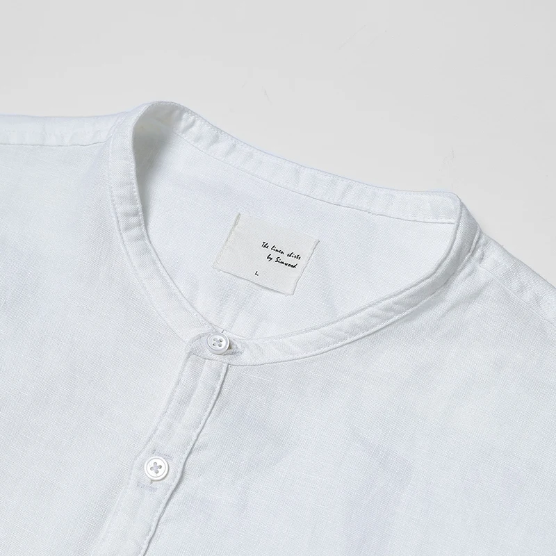 Мужская рубашка с короткими рукавами SIMWOOD белая однотонная приталенная без