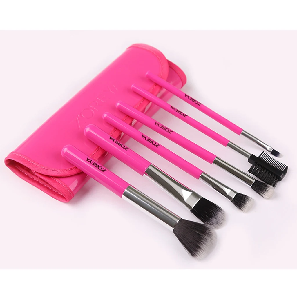 6PCS Новое поступление, кисти для макияжа, 6 шт.+ 1 сумка, кисть для теней для век, кисти для макияжа бровей, синтетические щетинки для волос, набор косметики для красоты - Handle Color: 6PCS