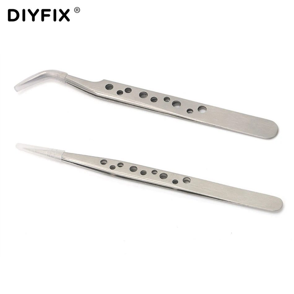 DIYFIX антистатические пинцеты прямые изогнутые щипцы для наращивания ресниц с