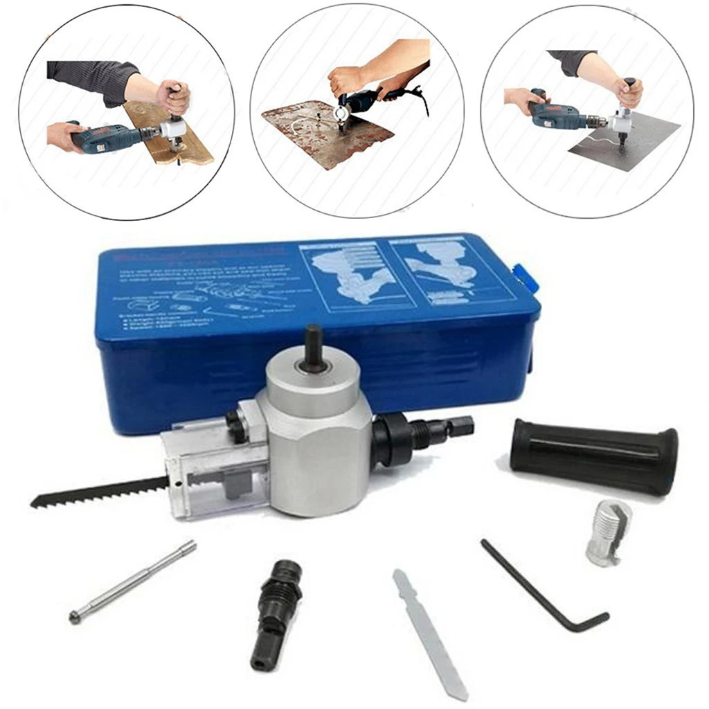 DSHA Professional Double Head Sheet Metal Nibbler Cutter Holder Tool Drill Attachment Kit for Cutting Iron Steel Plate Wood P |