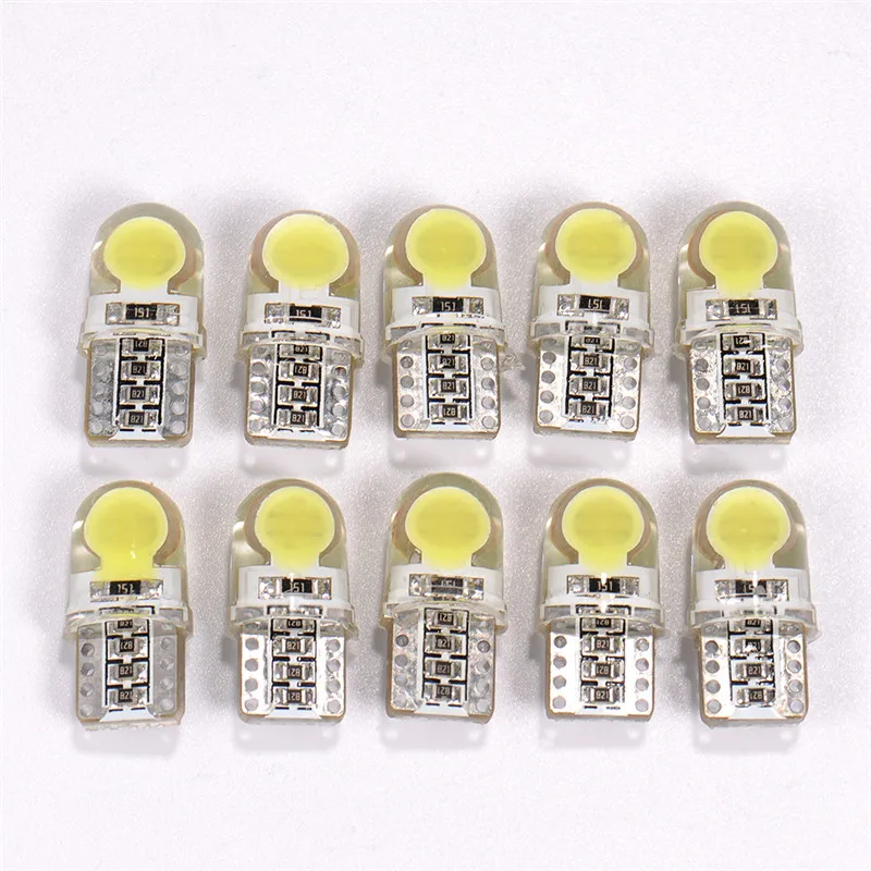 1 шт. супер яркий светодиодный T10 W5W 194 168 147 COB LED лампы силиконовые Дисплей широкие