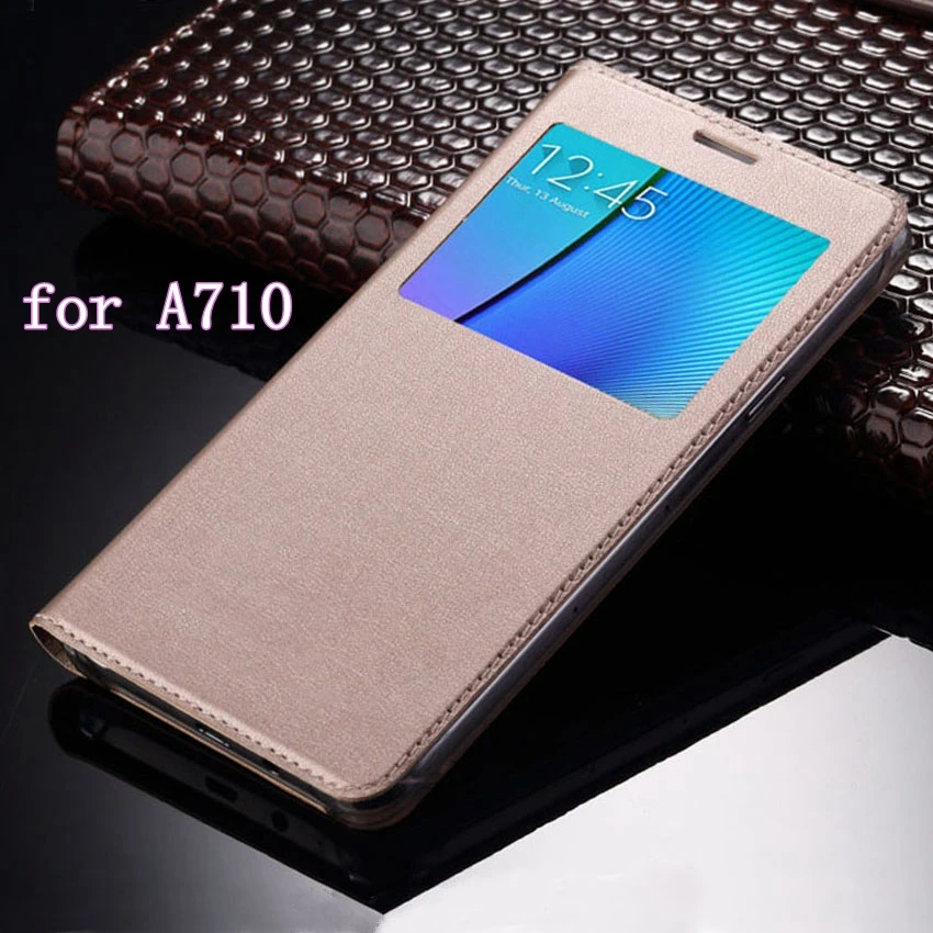 Тонкий чехол-книжка с окошком для мобильного телефона, сумка для переноски Fundas Coque, деловой чехол для Samsung Galaxy A7 2016 A710 A710F A710H A710M