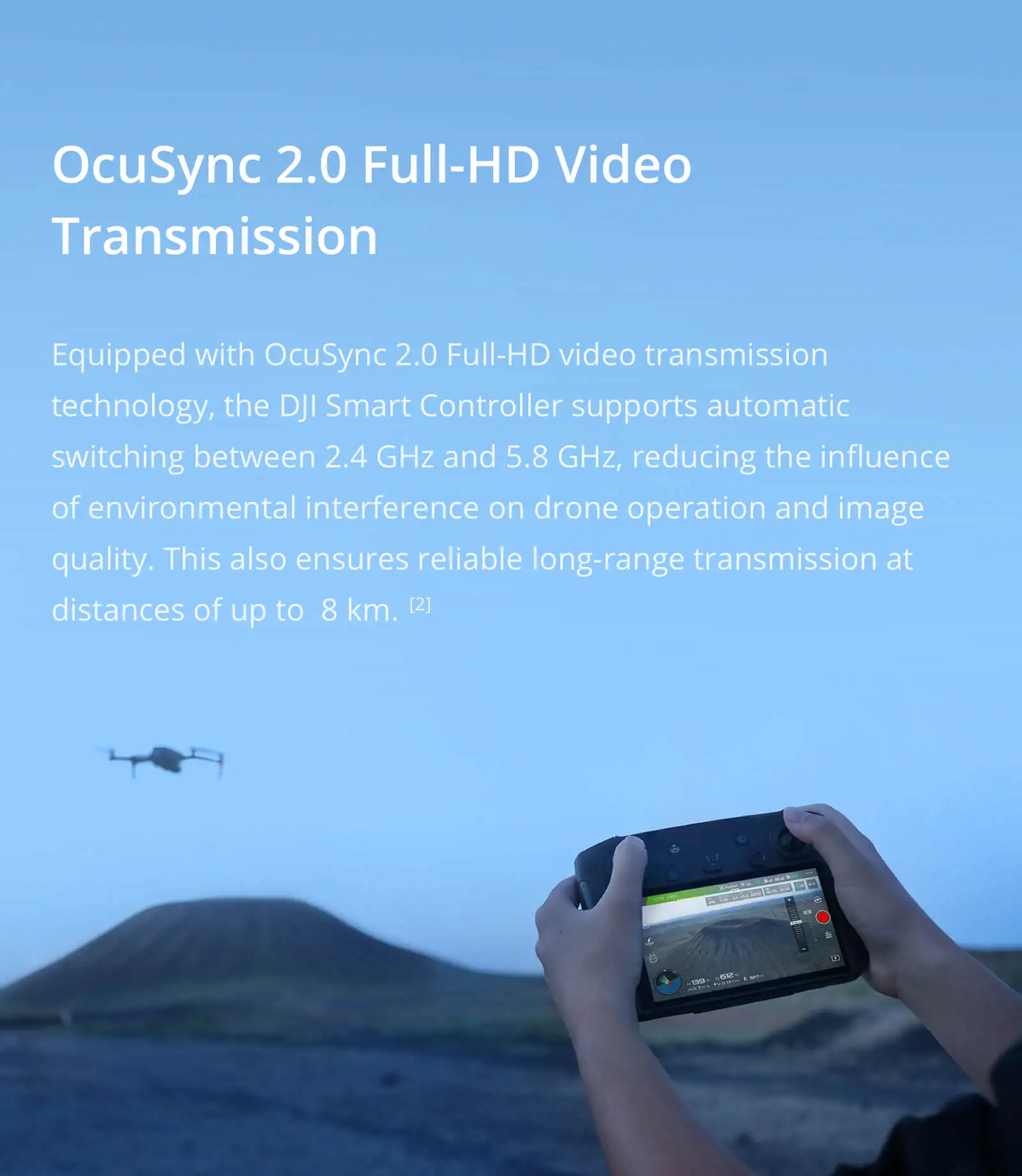Умный контроллер DJI для DJI Mavic 2 Pro Zoom 5,5 дюйма 1080p дисплей OcuSync 2,0 настраиваемая Система Android максимально яркая