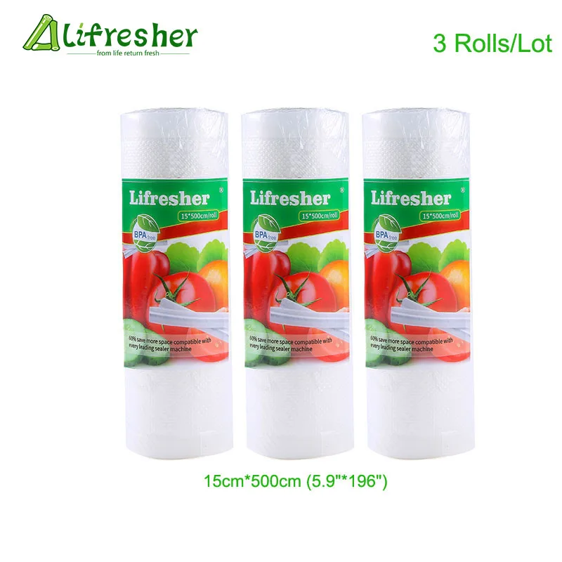 Lifresher вакуумные пакеты для еды вакуумный упаковщик упаковочная сумка 3 рулона/лот