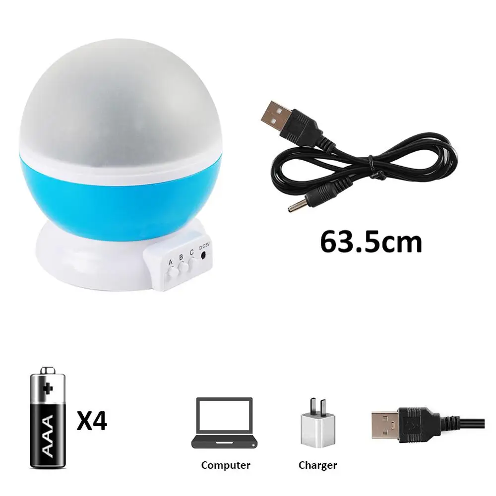 Светодиодный проектор Луна ночной Светильник звезды Звездное небо батарея USB