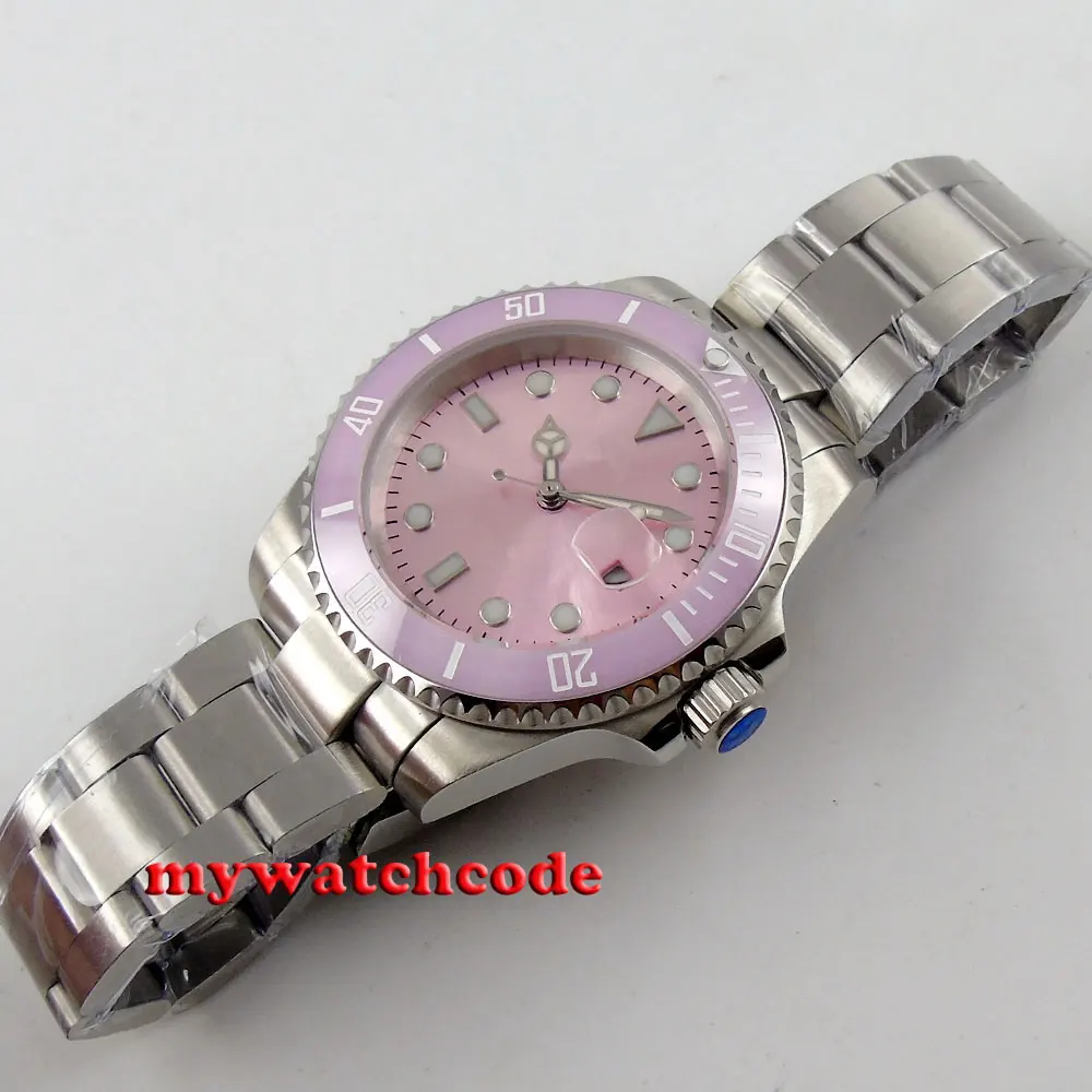 Женские часы с автоматическим механизмом 40 мм розовый стерильный циферблат