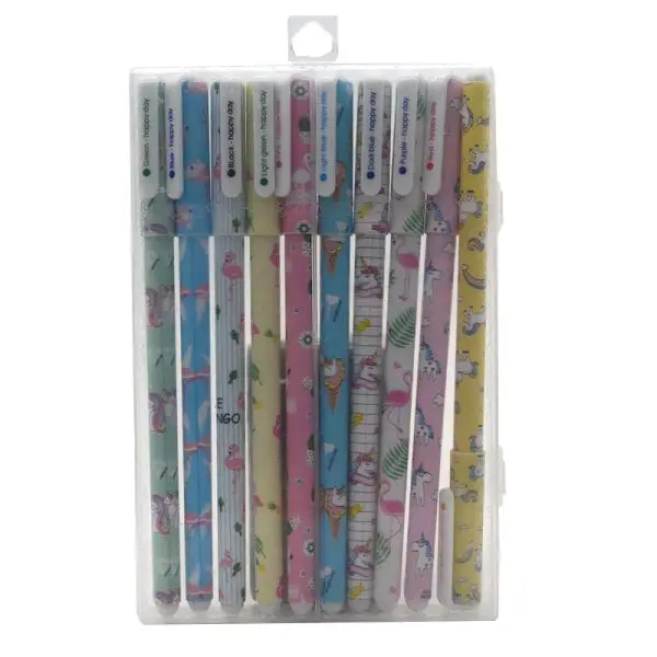 Multi color 10 шт./партия гелевая ручка с единорогом Stylo Licorne Lapiceros Kawaii Flower Kalemler Gelpennen животный гелпен Boligrafo Unicornio фламинго - Цвет: Multi color