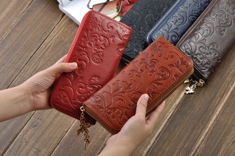 Лидер продаж цветочным узором Для женщин Женские Кошельки Пояса из натуральной