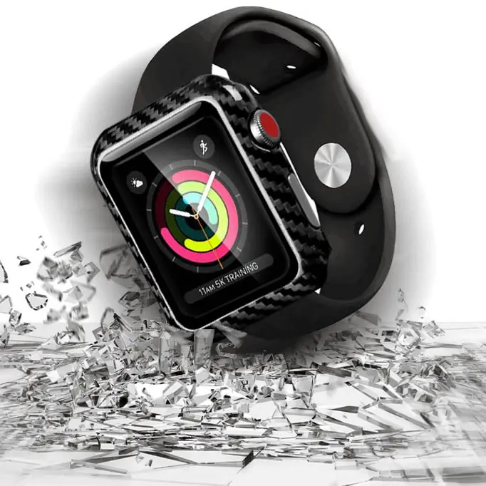 Защитный чехол для Apple Watch Series 4 40 44 мм из натурального углеродного волокна iWatch 3 2 1