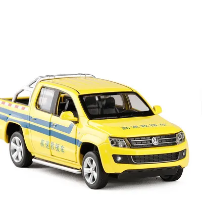 Цвет: желтый Моделирование 1:30 Amarok 4 Открытый пикап модель грузовика, металлический звук и свет обратно в детский подарок игрушка, модель автомобиля - Цвет: Цвет: желтый