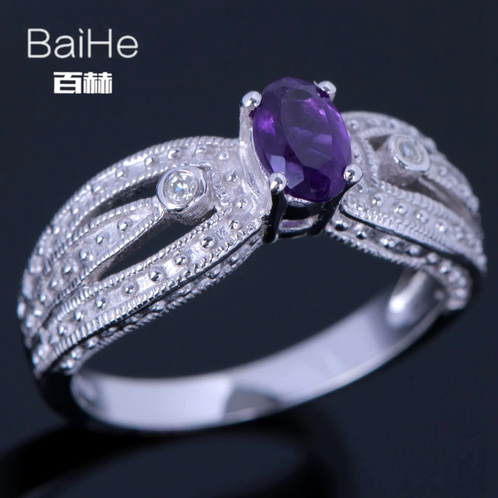 Женское Обручальное кольцо с аметистом 0.46CT белое золото 14 к | Украшения и