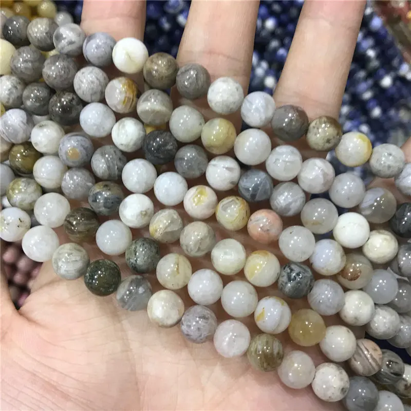 Круглые бусины из натурального камня бамбуковый лист карнелианский Агат белый