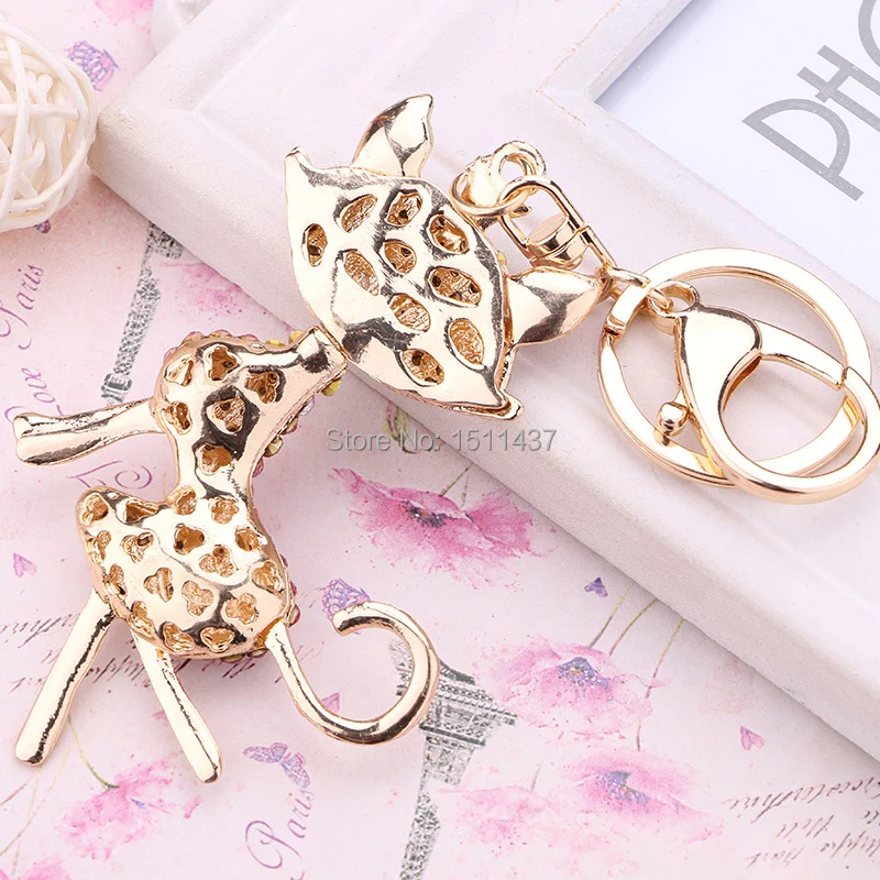 Fashion Trinket Creative Crystal Coquettish Fox Car Key Chain Ring Holder llaveros Charm Women Casual Bag Accessories Gift R128 | Украшения