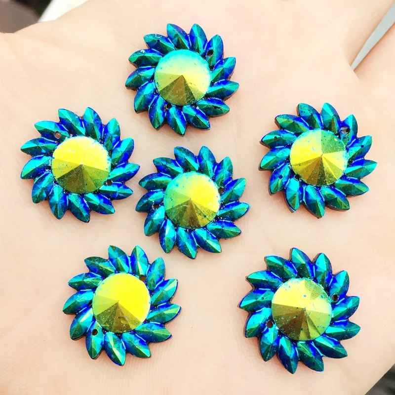 

NEW 120pcs 20mm AB vortex Resin Rhinestone Flatback Wedding decoration 2 Hole Crafts A106*6