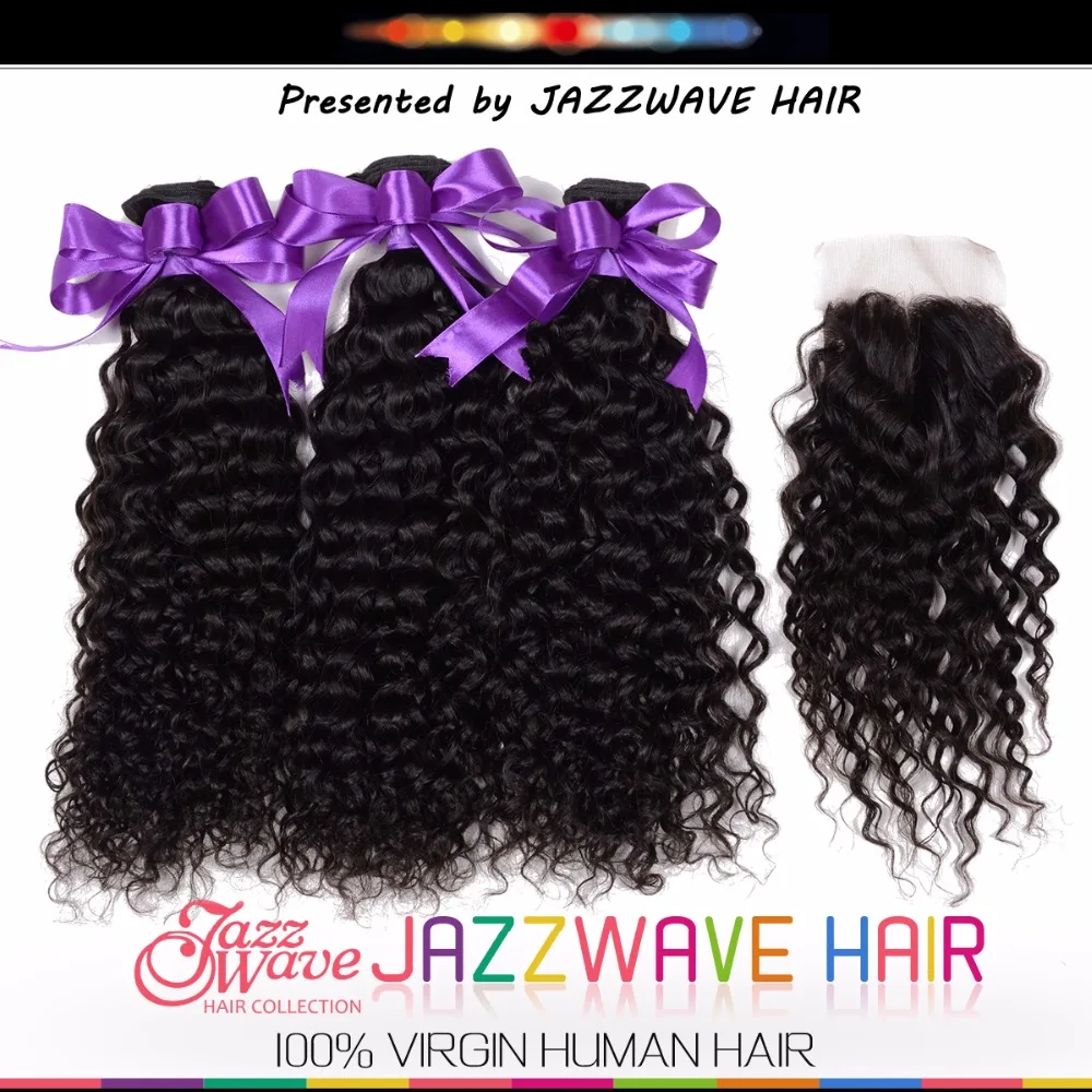 10A Бразильские Волосы С Закрытием Kinky Вьющиеся Девы Волос Закрытие Человеческих