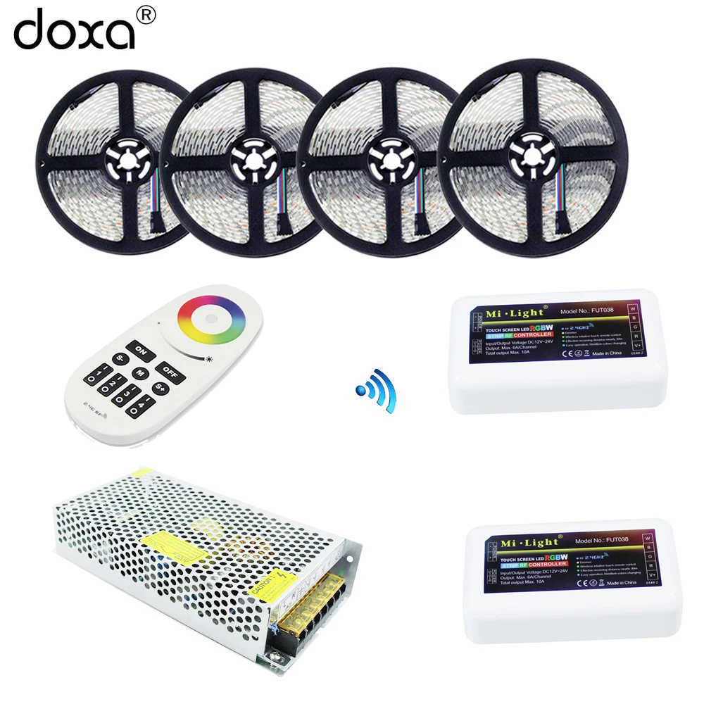 12 V 5050 RGBW Светодиодные ленты Ми световой контроллер 20 м 40 м RGBWW водонепроницаемая лента со светодиодными лампами свет Пресс дистанционного 4 зоны индивидуальные Управление Мощность